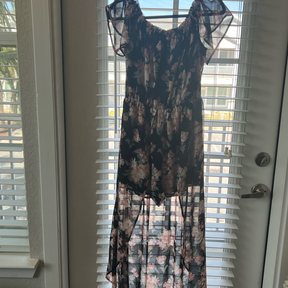 Lily Black and Pink Floral Maxi Dress